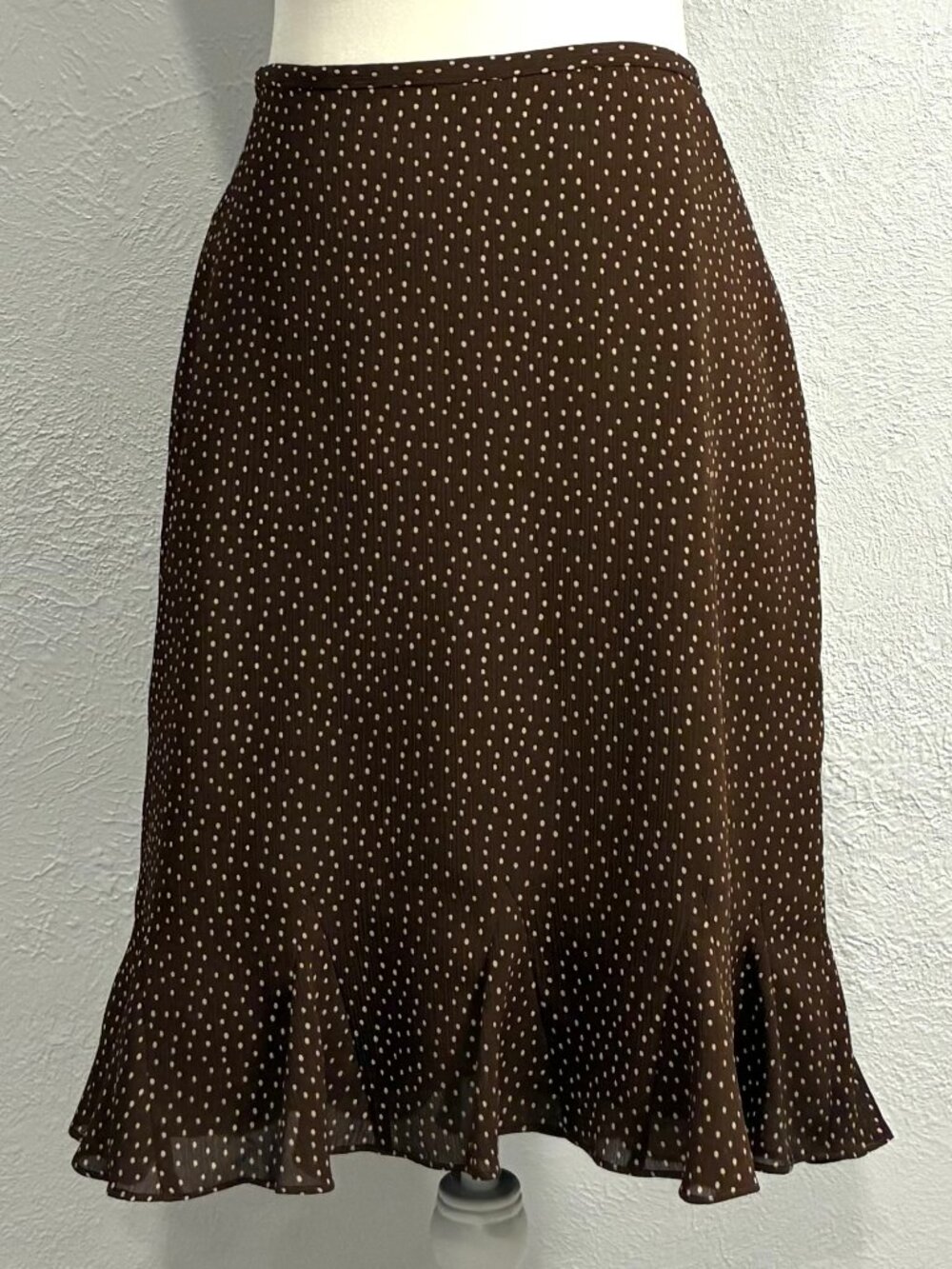 Villlager Flirt Skirt, Dark Brown with White Polka Dots, Size 10, Lined